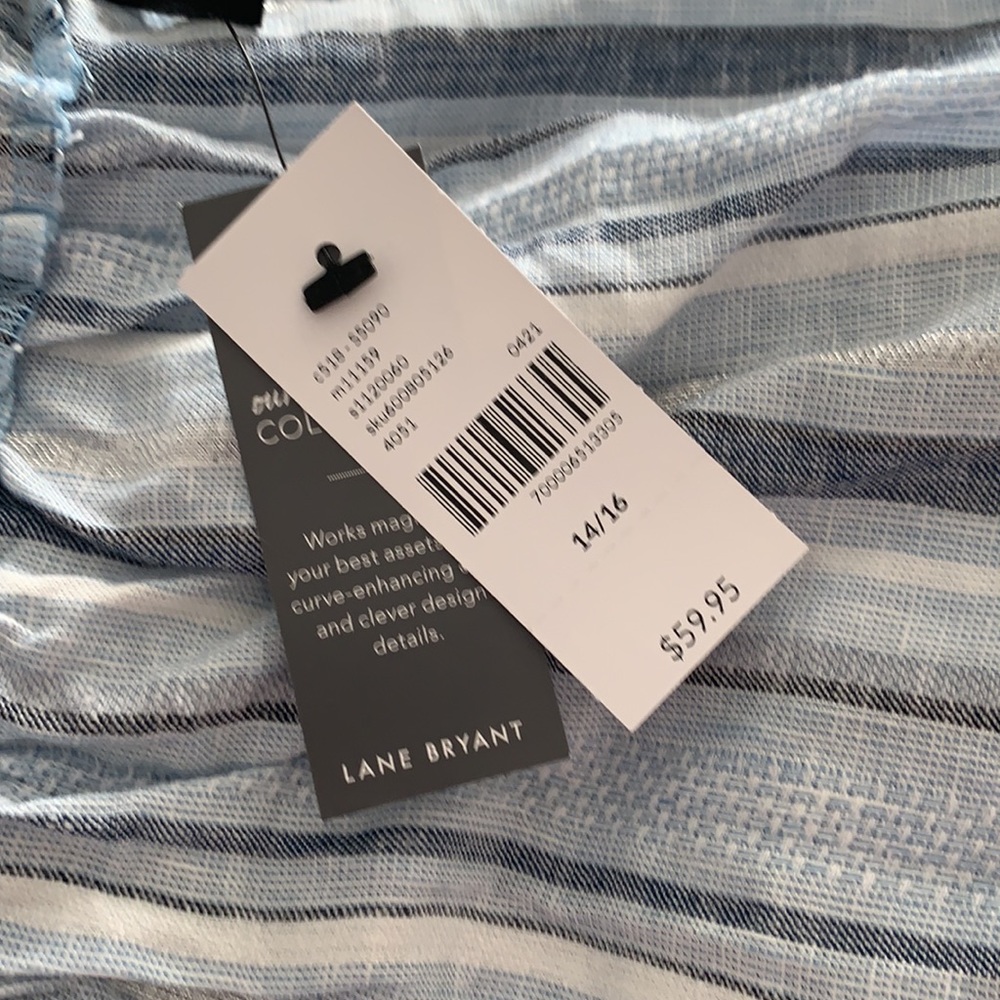 Multiple Blue Striped Off-The-Shoulder Top - Picture 5 of 5